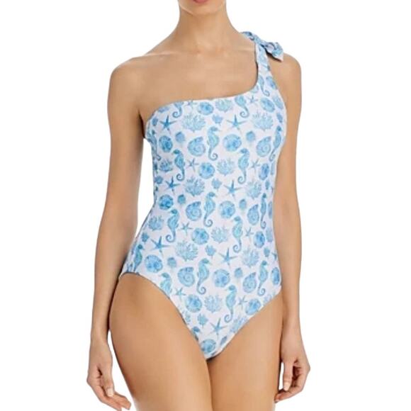 NWT! Aqua Swim Blue Sea Life Asymmetric Swimsuit - Size Medium - Picture 1 of 6